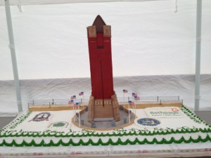 Parks officials baked a cake in the shape of the Jones Beach Water Tower to mark the 10th anniversary of the air show.