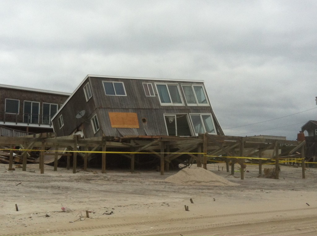 Sandy destroyed homes across the region, like this one on Fire Island that was knocked off its stilts.