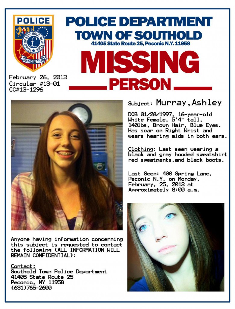 Ashley Murray Missing Persons Flyer