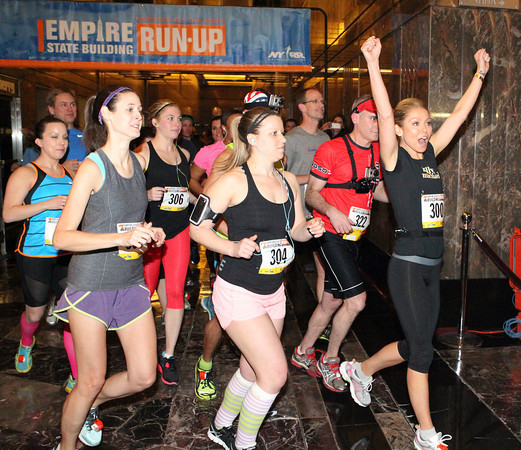 Kelly Ripa leads the Media groups runners for the 2013 Empire State Building Run-up. February 6, 2013 ( credit: Kevin Kane )