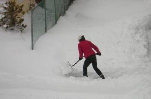 An Island Park resident digs out of the snow this weekend. (Joe Abate)