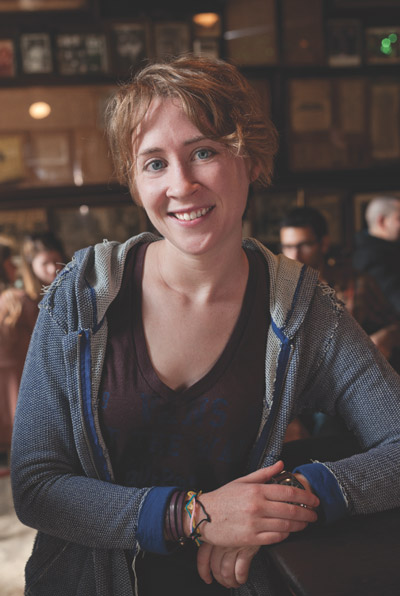 Molly Knefel of Radio Dispatch at McSorley's Old Ale House in Manhattan. (Photo by: Jim Lennon/www.jimlennon.com
