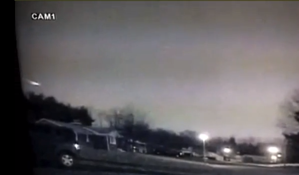 East Coast meteor spotted by security camera in Maryland. (Photo: screenshot from YouTube video._ 