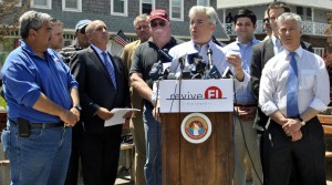 Suffolk County Executive Steve Bellone joined Fire Island business leaders in Ocean Beach on Friday, May 10, 2013.