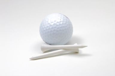 Golf Ball and Tees on White Background