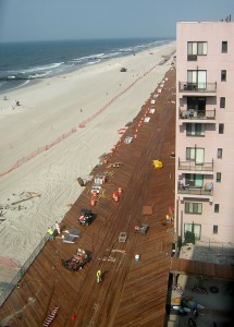 Reconstruction on the Long Beach boardwalk reached the 100-day mark on Thursday, July 25, 2013.