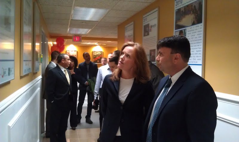 LI GLBT Network CEO David Kilmnick with Nassau County DA Kathleen Rice during grand opening of the GLBT Network's Garden City location in 2011.
