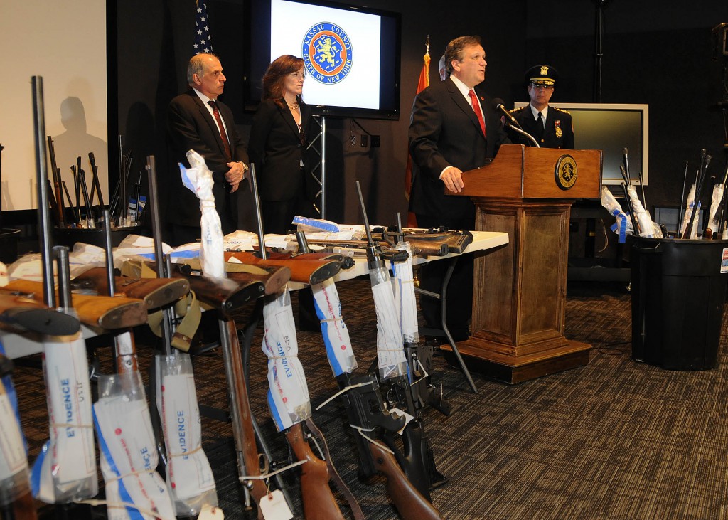 Officials at a press conference discussing the Guin Buy Back Program. (Photo credit; Nassau County) 