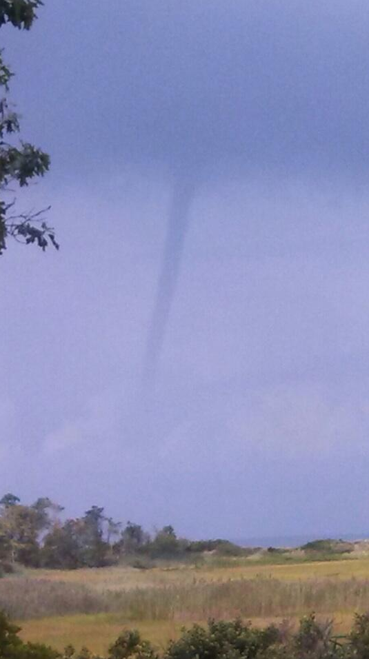 This photo of a waterspout near the Peconic Bay was posted by a Twitter user Friday. (Photo credit: @BarbaraLayburn)