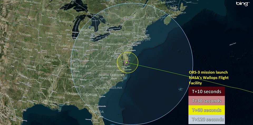 This NASA photos confirms that LI residents will be catch a glimpse of the rocket launch, weather permitting. (Photo: NASA)