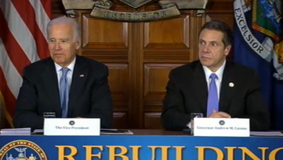 Vice President Joe Biden (Left) joined New York Gov. Andrew Cuomo (Right), who announced a sweeping plan to rebuild New York.