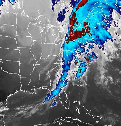 Satellite image of system sweeping across Long Island Saturday. (Photo credit: National Weather Service)