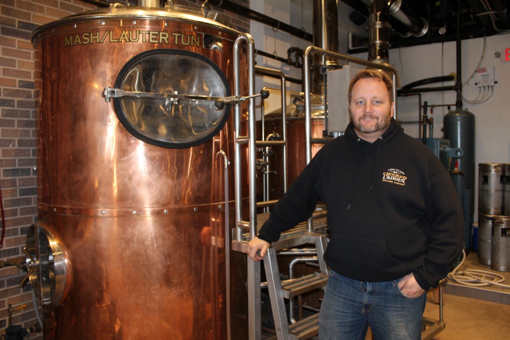 Duffy Griffiths, co-founder and head brewer of Crooked Ladder Brewing Co., has been brewing beer for years. The brewery always has eight beers on taps, including its top-seller, Gypsy Red, a medium-bodied red ale. (Rashed Mian/Long Island Press)