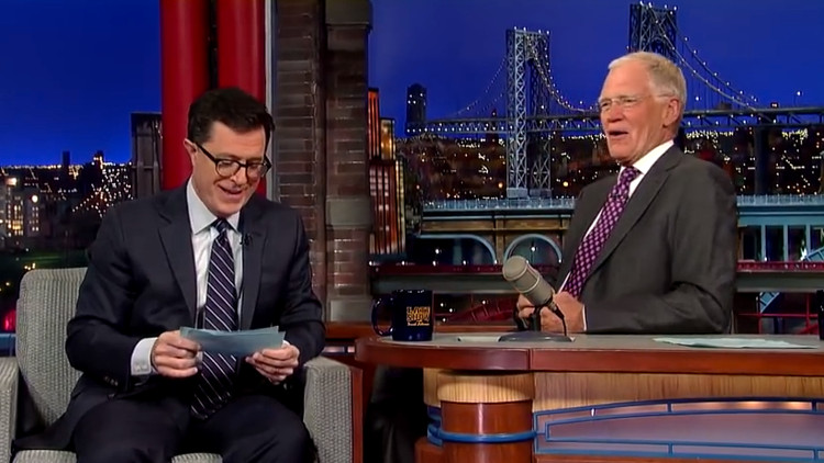 Stephen Colbert and David Letterman