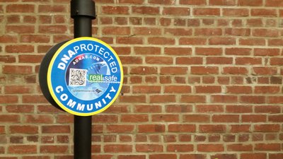 An example of what a "DNA Protected Community" sign would look like. 