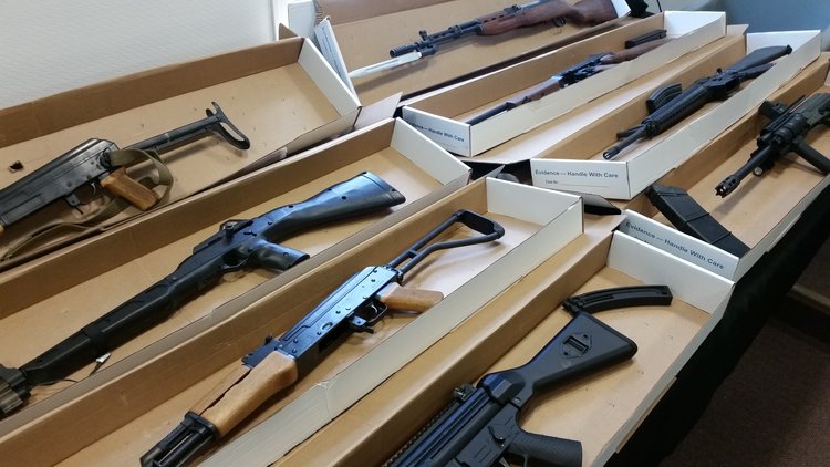 Authorities said they found a cache of weapons at a Great Neck doctor's Sands Point home while executing a search warrant on Tuesday, April 14. (Rashed Mian/Long Island Press) 