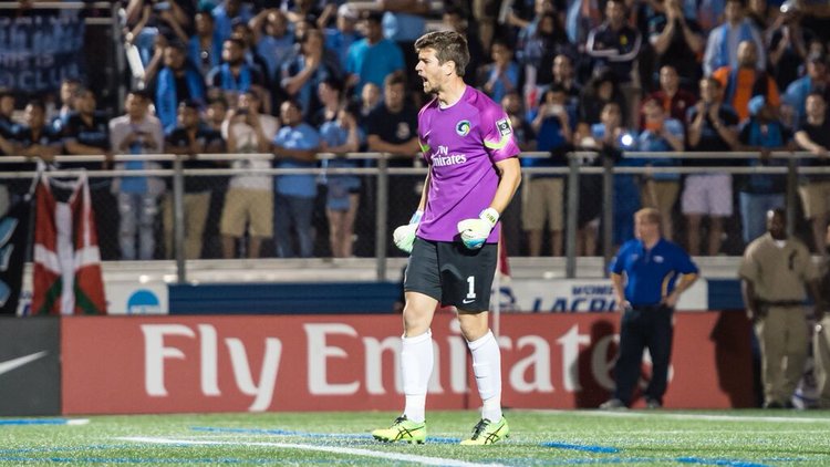 Goaltender James Maurer was named Cosmos Man of the Match after making three superb saves during the shootout. (Photo credit: New York Cosmos) 