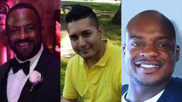 From left: Hempstead homicide victims Jonathan Wade, Victor Benitez and Gerraud Hill.
