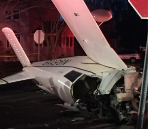 This Piper aircraft clipped a utility pole when it crash landed (Photo by Community Ambulance Company)