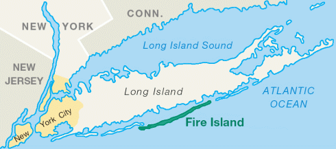 Este mapa muestra dónde se encuentra Fire Island en comparación con el resto de Long Island.