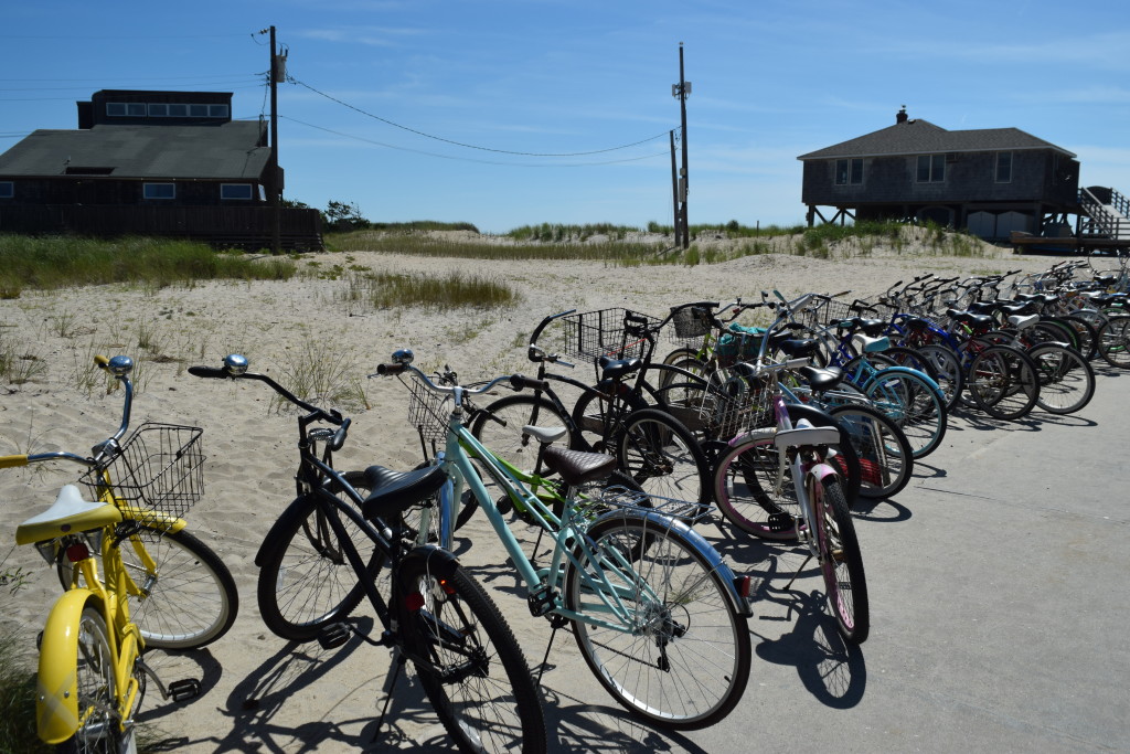 Beach cruiser-style bicycles are the main form of transportation on Fire Island.