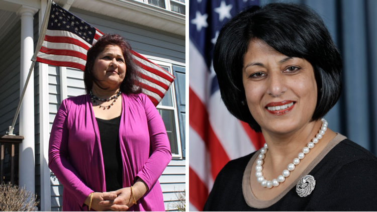 Talat Hamdani (left) advocates for Muslim Americans on Long Island (Photo: Christopher Twarowski / Long Island Press). Nasrin Ahmad (right) is the clerk of the Town of Hempstead.