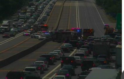 Traffic camera shows cops, firefighters descending on Wednesday afternoon crash. 