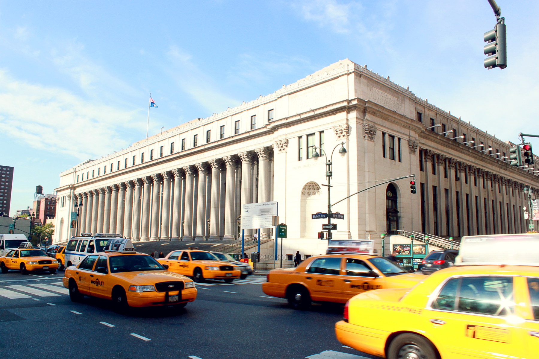 James A. Farley Post Office across the street form Penn Station will be transformed into a train hall housing Amtrak and the LIRR. Photo credit: Juan Miguel Lago