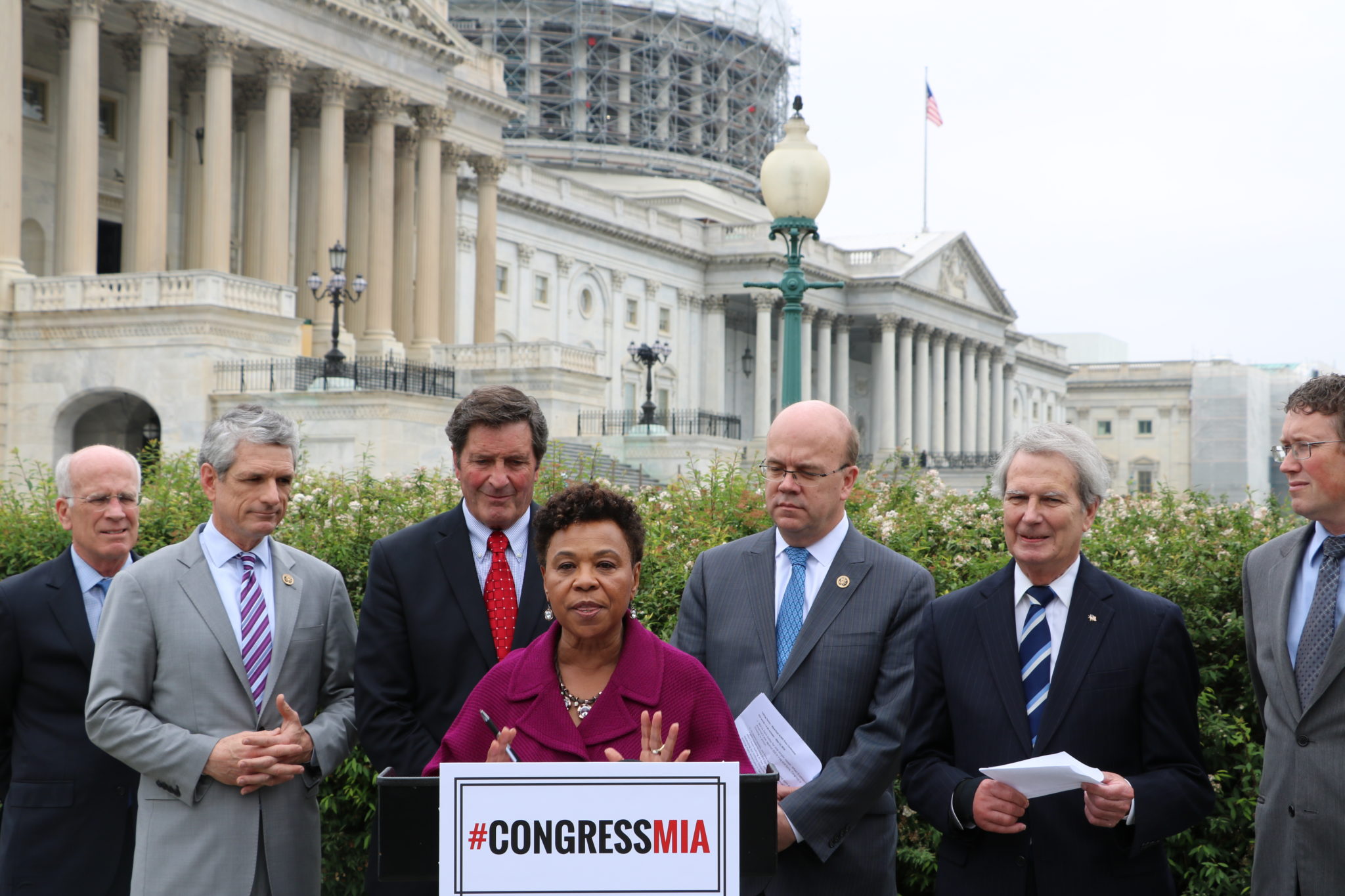 Rep. Barbara Lee (D-Calif.) joins her colleagues at a bi-partisan press conference in May calling on Congress to repeal and pass a new authorization to use military force.