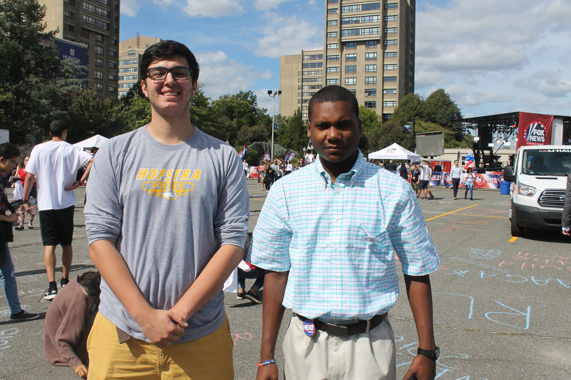 Hofstra students Patrick Foster (left) and Dwight Spencer (right).