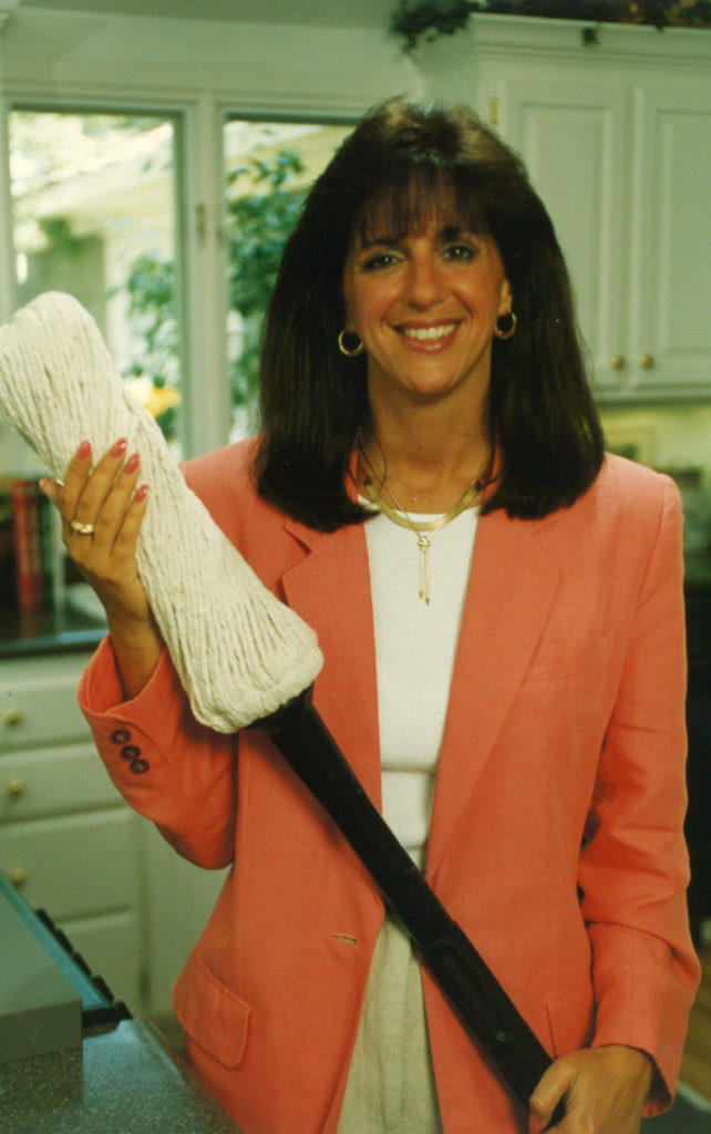 Joy Mangano with the product that launched her career The Miracle Mop