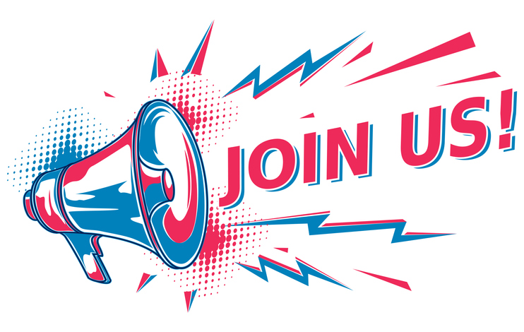 Join us – advertising sign with megaphone