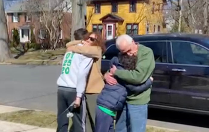 Still image taken from a handout video shows a family reunion in Maplewood, New Jersey seders