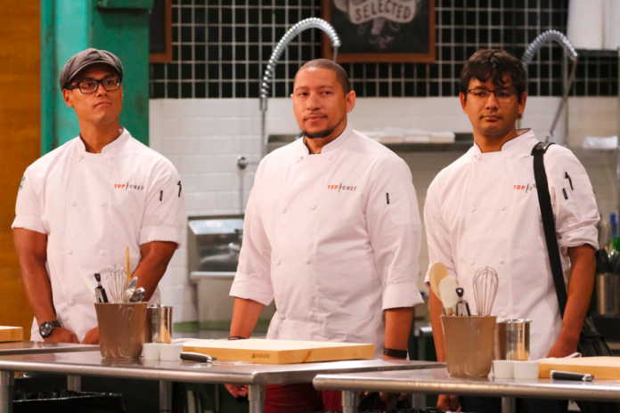 TOP CHEF- Episode 1801- Pictured_ (l-r) Byron Gomez, Nelson German, Avishar Barua - Photo by David Moir