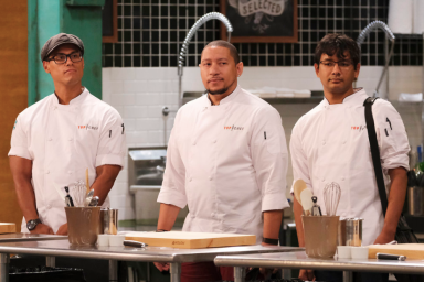 TOP CHEF- Episode 1801- Pictured_ (l-r) Byron Gomez, Nelson German, Avishar Barua – Photo by David Moir