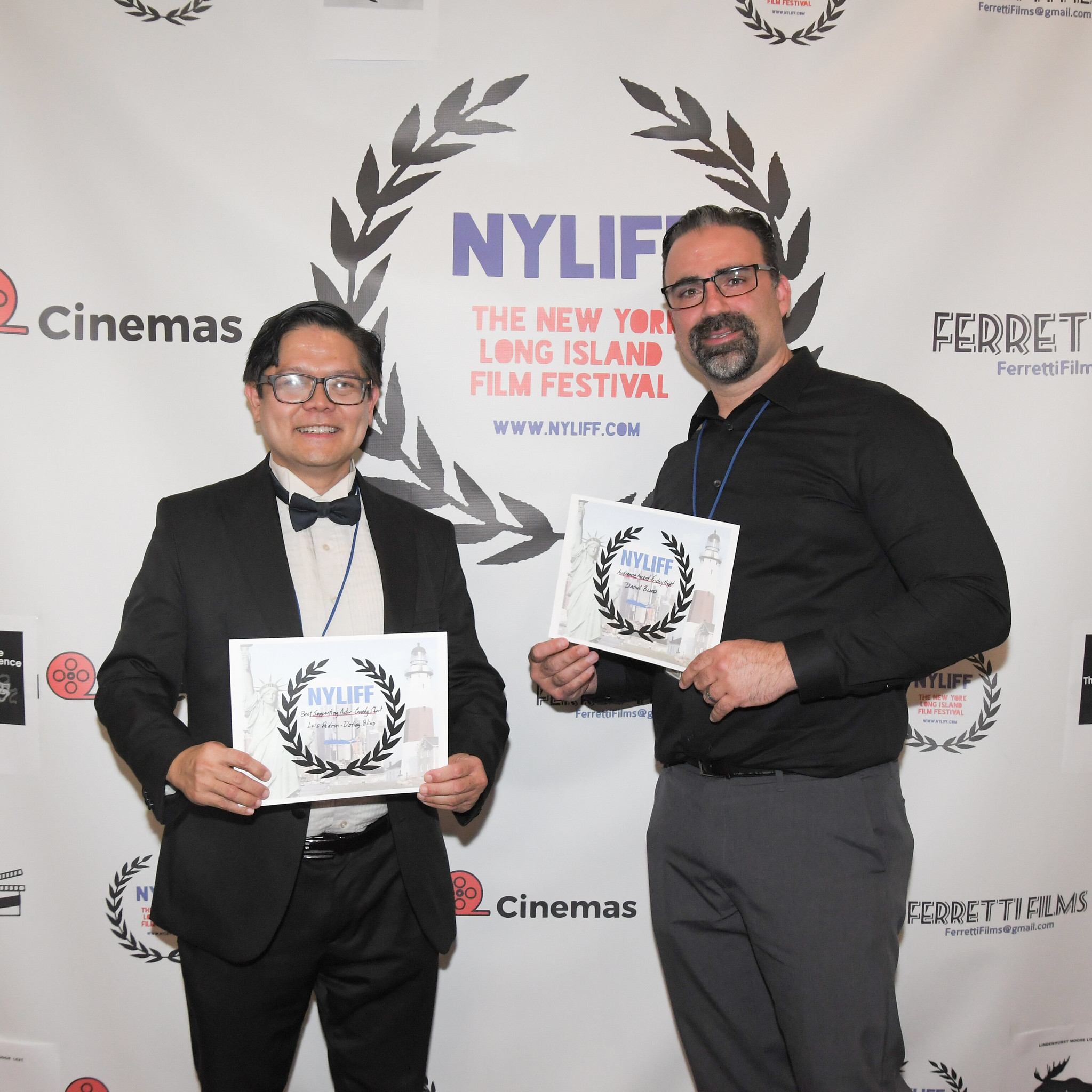 Image 14 Luis Pedron awarded Best Supporting Actor Comedy Short in Dating Blind Brian Pollack awarded for Audience Award Friday Night