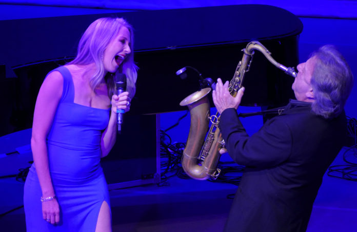Rvc Ctr - Molloy College - Sara Jean Ford of Phantom of the Opera fame sings New York State of Mind w Richie Cannata on Saxophone - 4522 - Joe Abate concert for ukraine