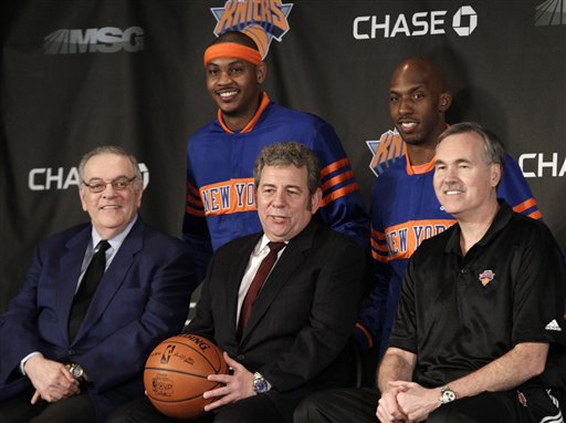 Carmelo Anthony, Chauncey Billups, James Dolan, Mike D’Antoni, Donnie Walsh