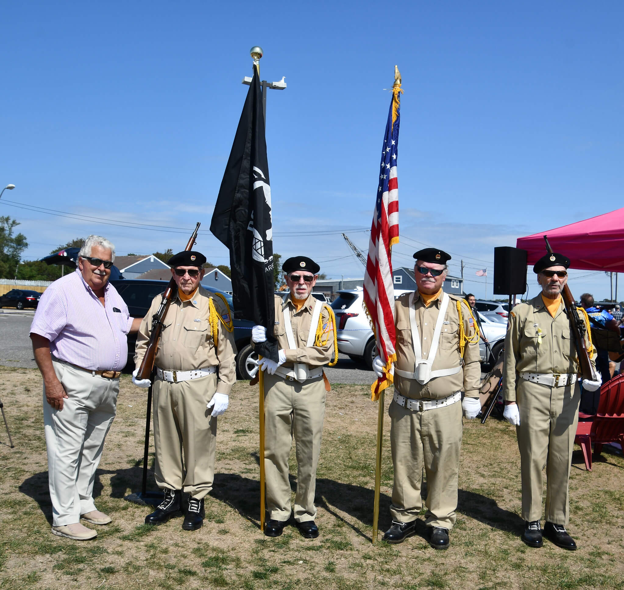 Image 2 Charles Evdos Fred Vatter John Kobel Ricky Mackey Bob Herold from AmVet Post 18 Color Guard