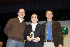 From left: Middle School Principal Dr. Donald Gately, Matthew Lecher and Jericho’s Curriculum Associate for Social Studies, Business and Libraries.