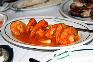 Bairrada puts flame to food with garlic shrimp (pictured), steaks, kabobs and more.