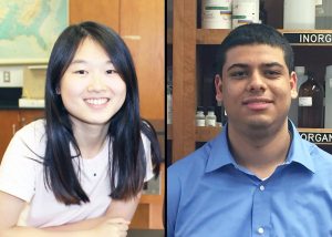 Students Sarah Lee (left) and Mohamed El-Abtah have qualified for the Intel International Science and Engineering Fair.