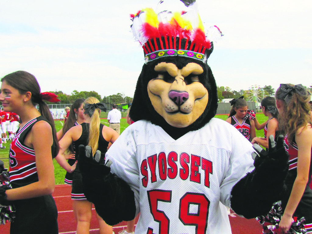 A “Brave Cat” mascot has been used as a less offensive alternative to a Native American. (Photo Source: www.syossetschools.org)