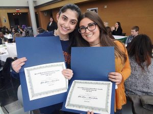 Alexis Corbin and Chloe Citron of Jericho High School nabbed first place awards for Best Feature Story. (Photos by Chris Boyle)
