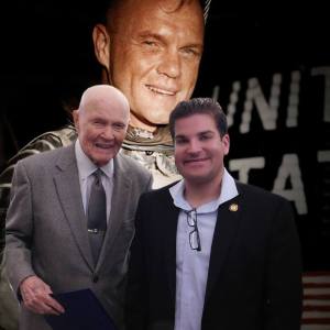 The author (right) with astronaut and Senator John Glenn, who passed away this week.