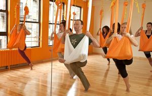 Aerial Yoga uses hammocks in sessions.