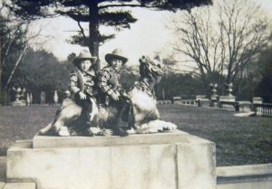 Daniel and Al Brown on the Westbury House terrace in the 1930s.