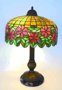 Handel-leaded glass shade lamp