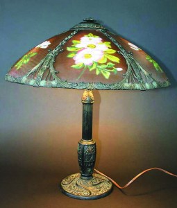 Phoenix reverse-painted paneled lamp