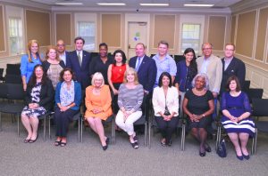 From left: back row, Town BTDC Executive Director Kim Kaiman, Jill Rader Levine, Cyrus Hakakian, Town Clerk Wayne Wink, Anita Johnson, Councilwoman Anna Kaplan, Councilman Peter Zuckerman, Alex Nuñez, Alexandra Ainatchi, Francisco Villagran, Town BTDC Deputy Director Roy Smitheimer; front row, Sharon Maier-Kennelly, Ilene Silberstein, Supervisor Judi Bosworth, Regina Gil, Councilwoman Dina De Giorgio, Ann-Marie Hudley-Simmons and Councilwoman Lee Seeman